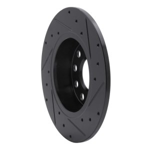 Audi A3 Brake Rotor (1) - Rear Left - R1 Concepts - Drilled & Slotted - Black - `05-`25